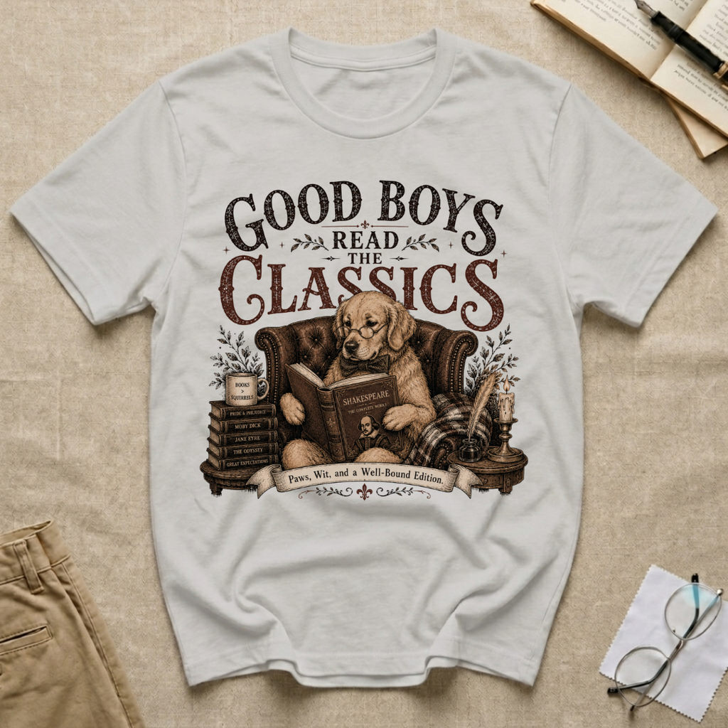 Good Boys Read the Classics Golden Retriever T-Shirt
