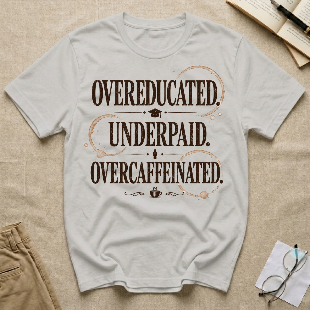 Overeducated Underpaid Overcaffeinated T-Shirt