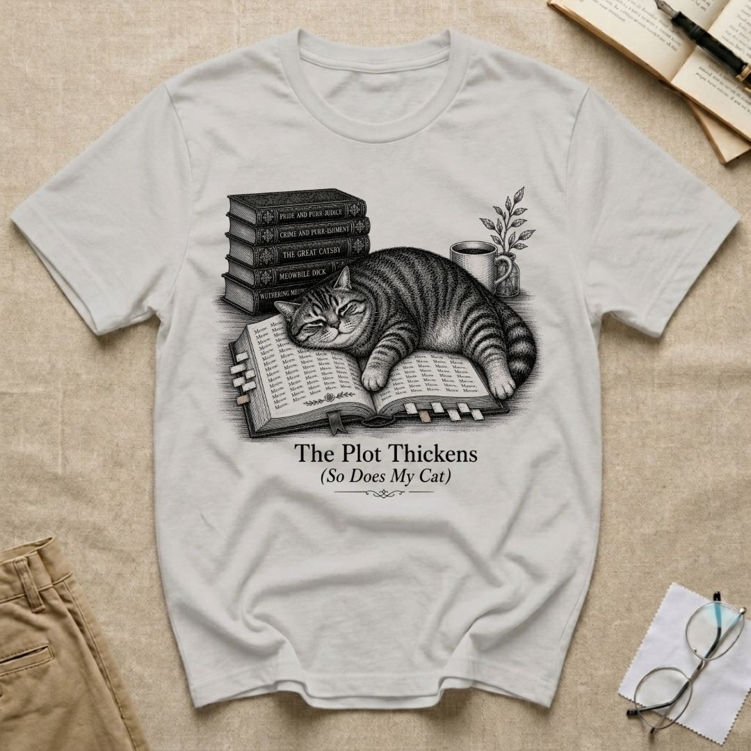 The Plot Thickens So Does My Cat T-Shirt