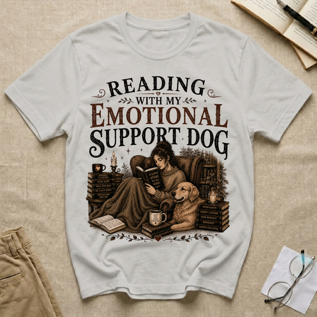 Reading with My Emotional Support Dog T-Shirt