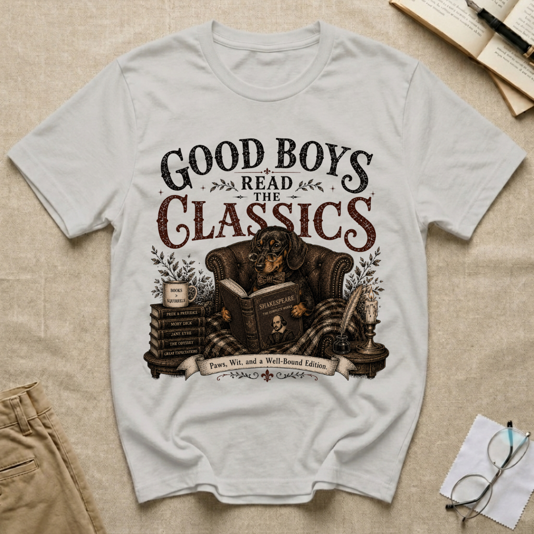 Good Boys Read the Classics Dachshund T-Shirt
