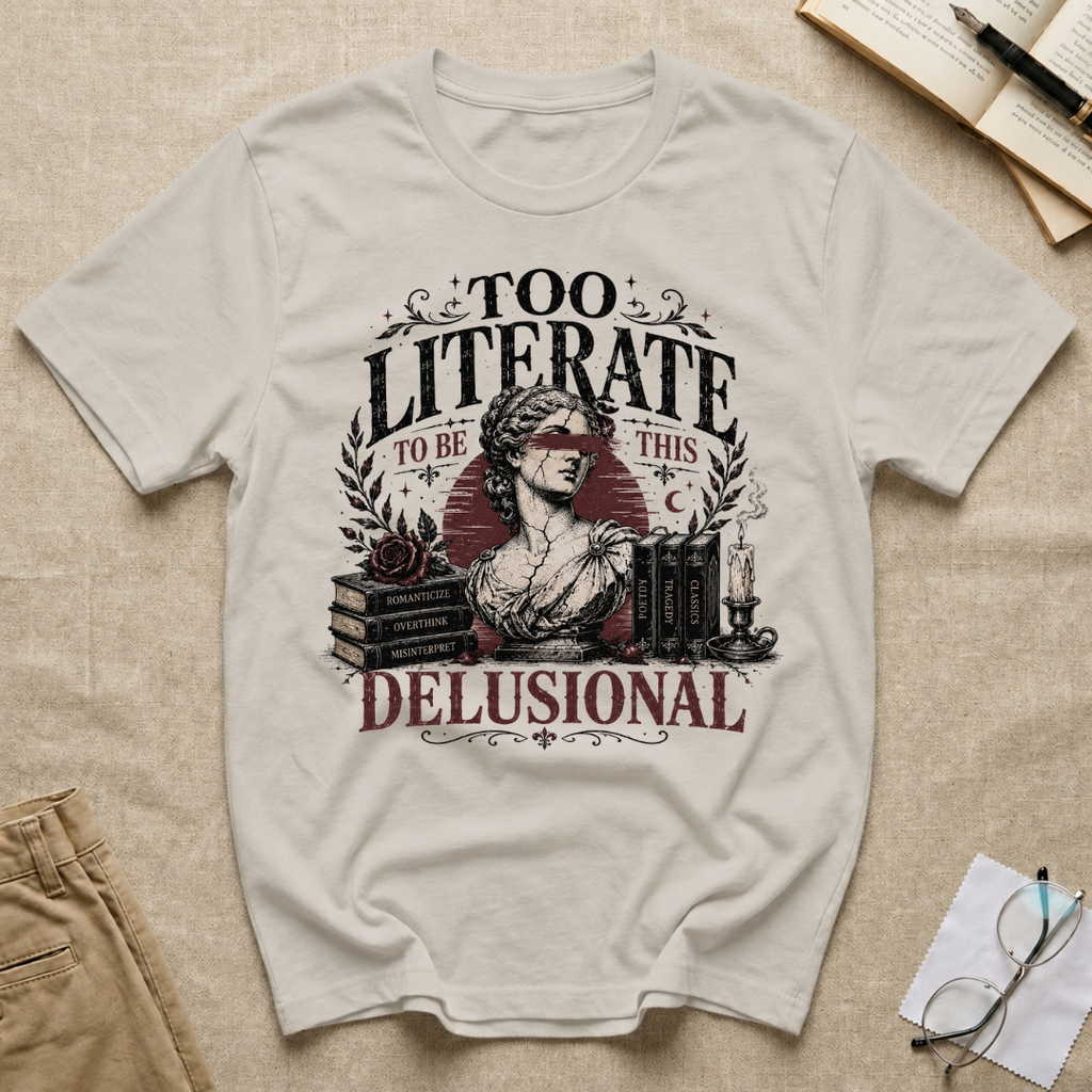 Too Literate to be this Delusional T-Shirt