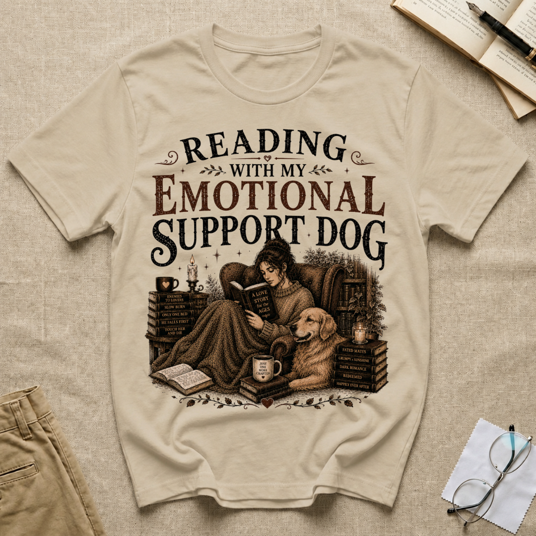 Reading with My Emotional Support Dog T-Shirt