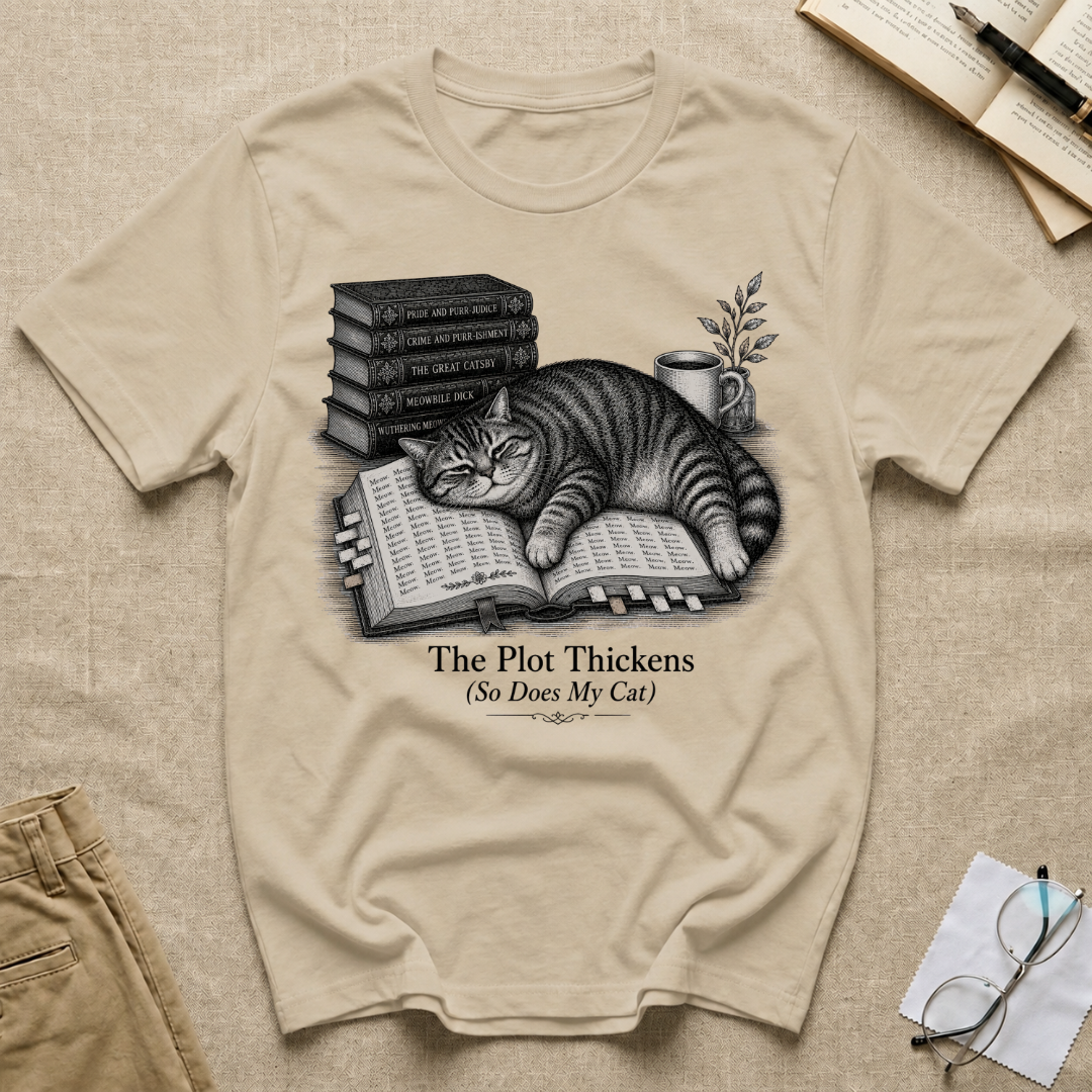 The Plot Thickens So Does My Cat T-Shirt