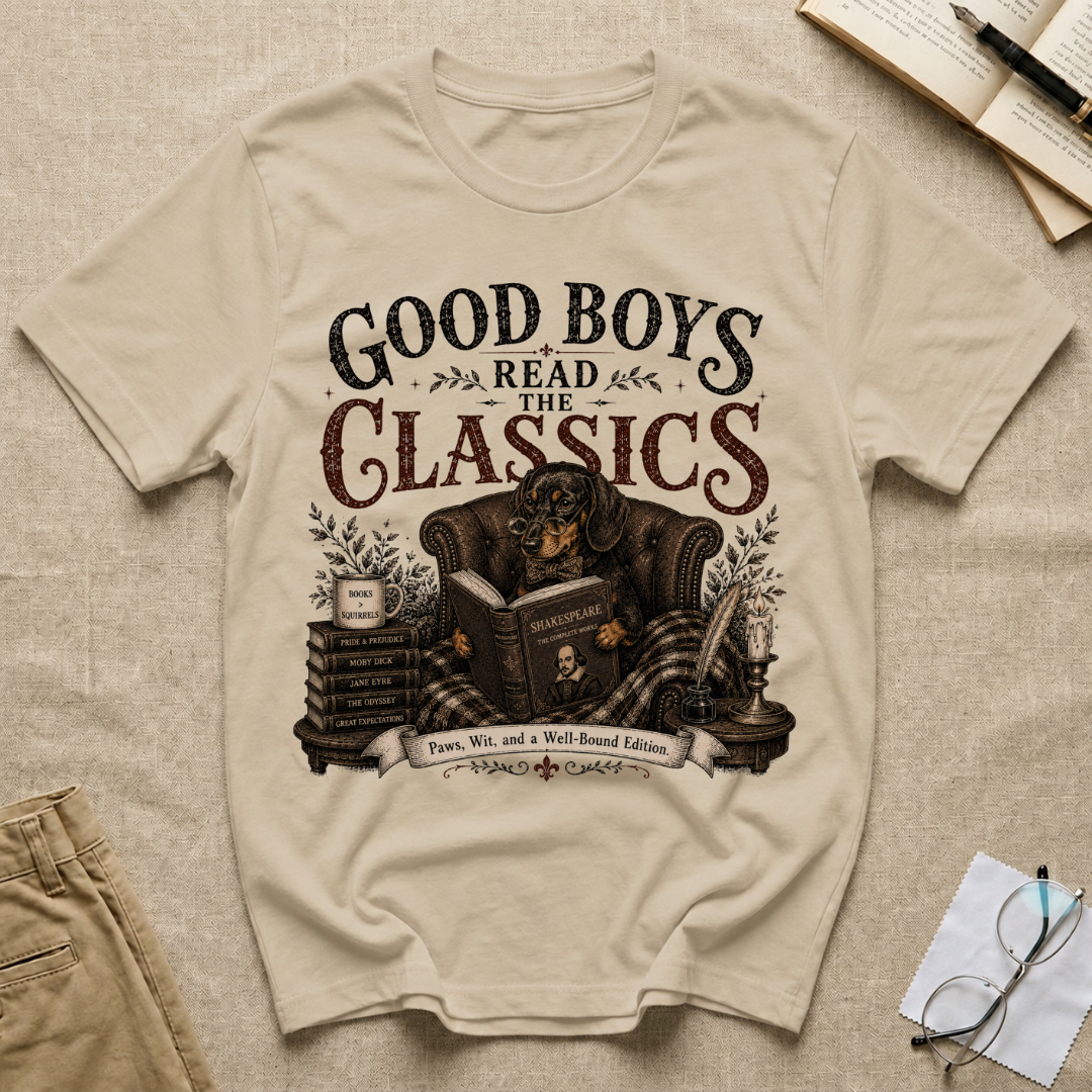 Good Boys Read the Classics Dachshund T-Shirt