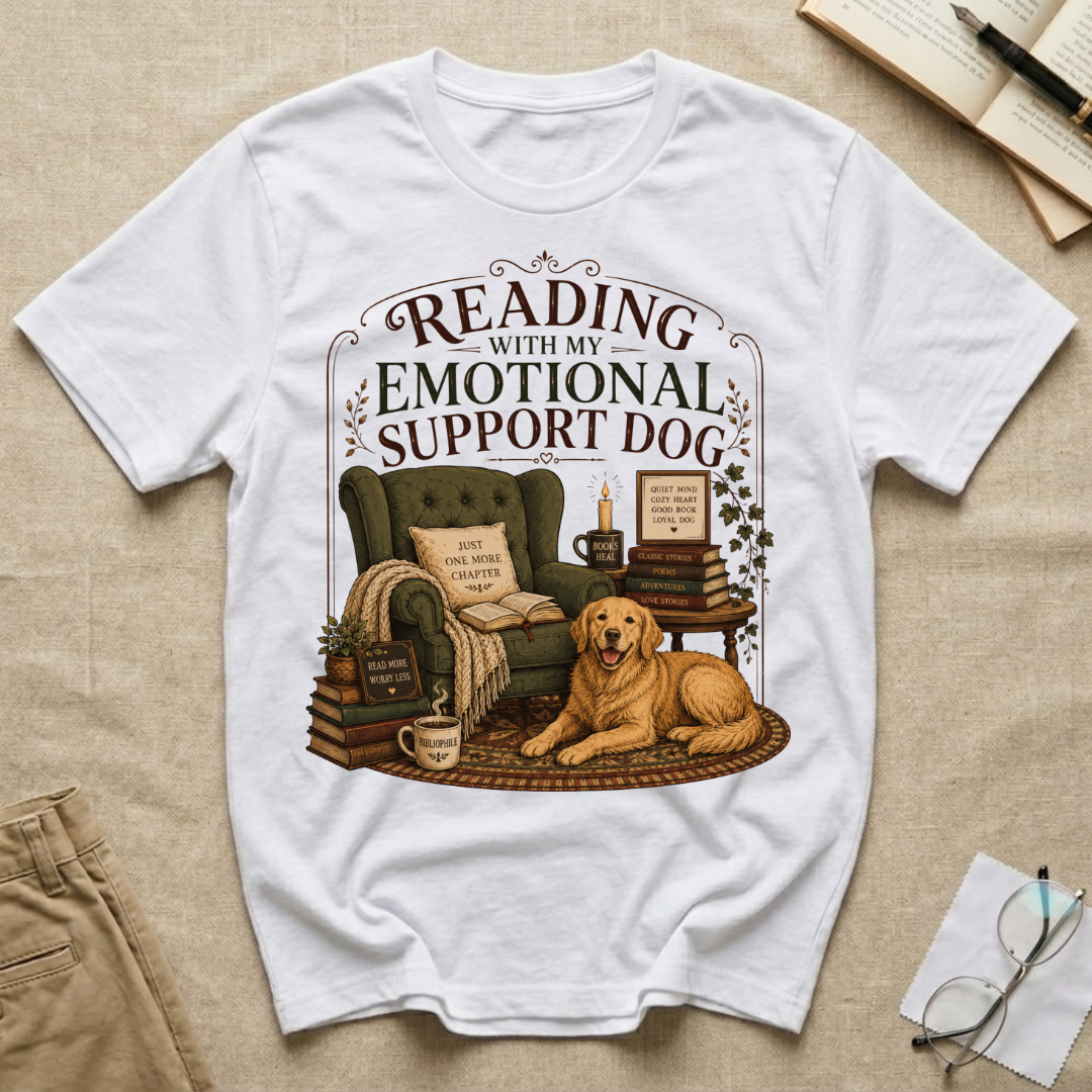 Reading with My Emotional Support Dog T-Shirt