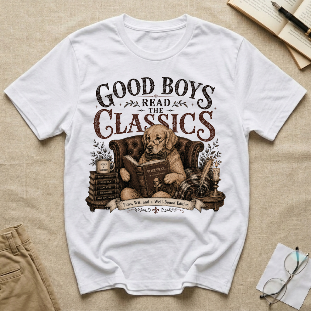 Good Boys Read the Classics Golden Retriever T-Shirt