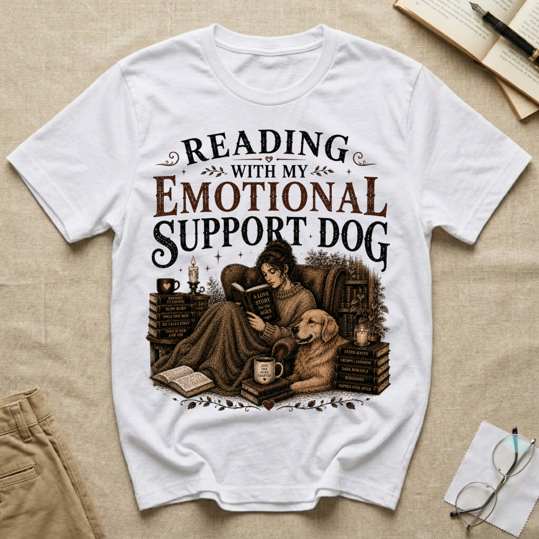 Reading with My Emotional Support Dog T-Shirt