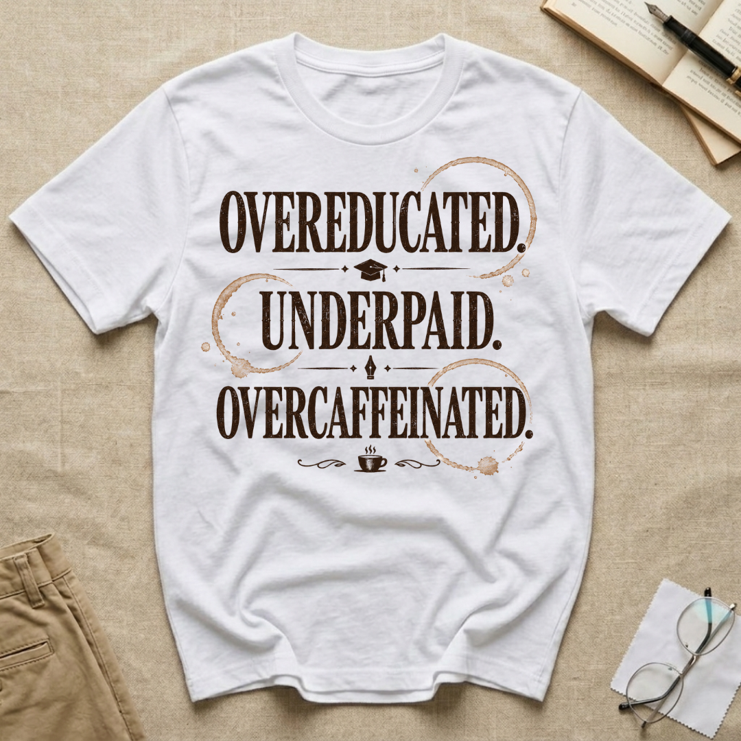 Overeducated Underpaid Overcaffeinated T-Shirt