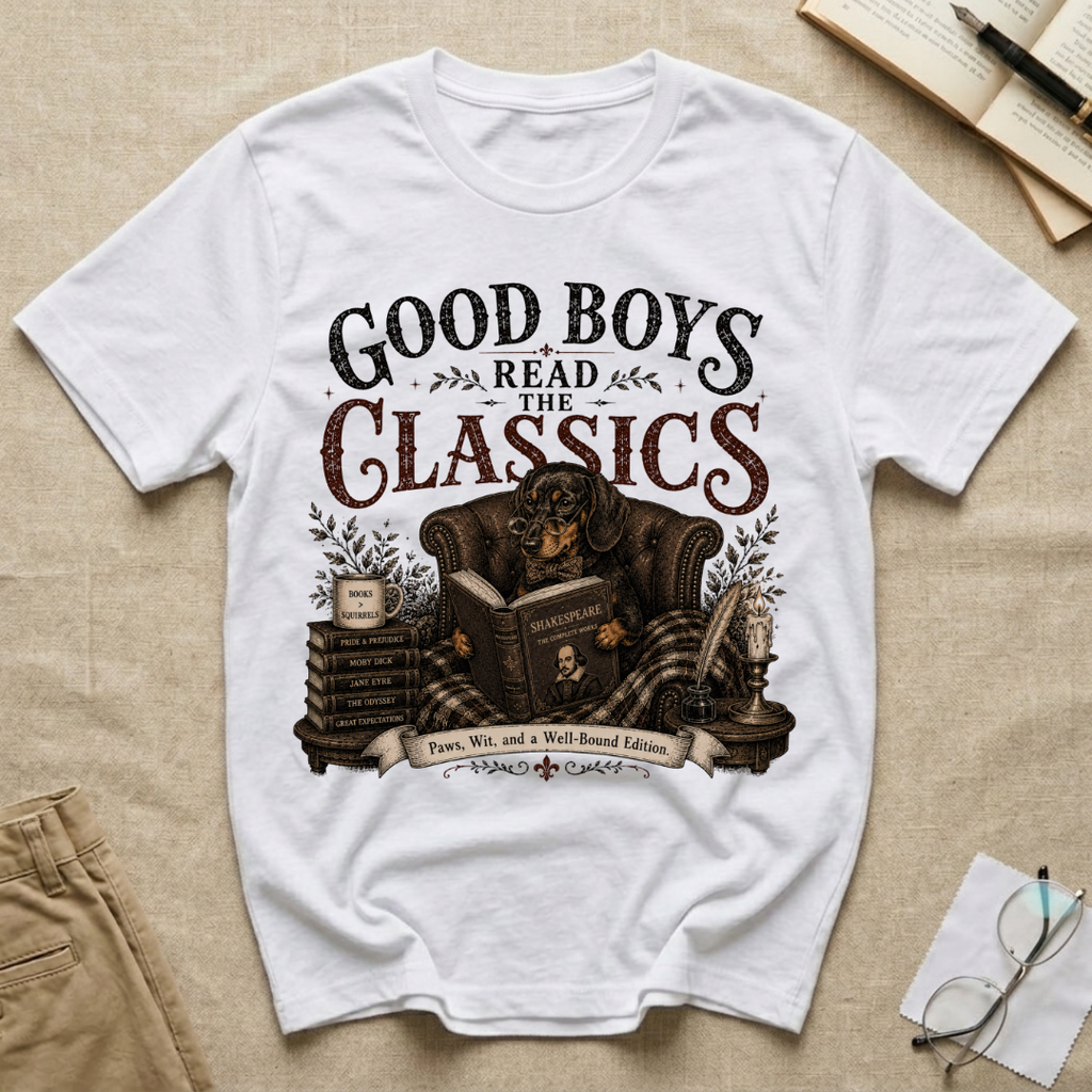 Good Boys Read the Classics Dachshund T-Shirt