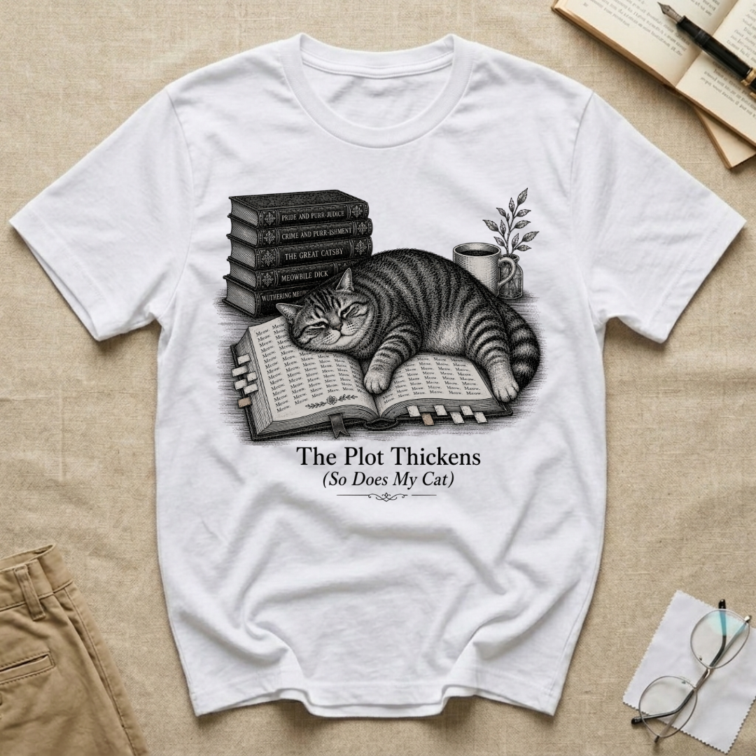 The Plot Thickens So Does My Cat T-Shirt